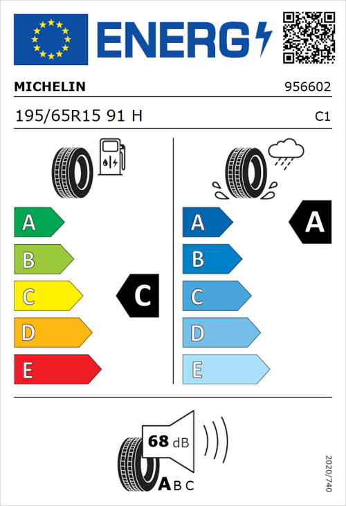 Tyre Label for Michelin Primacy 4 195/65R15 91H